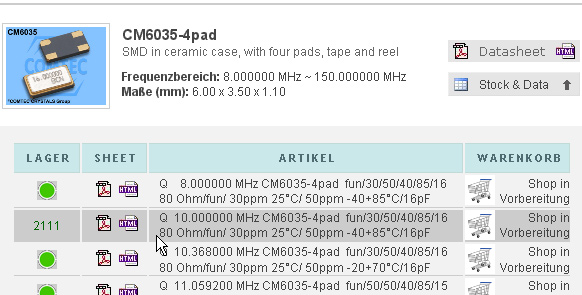 screenshot dynamische lagerliste